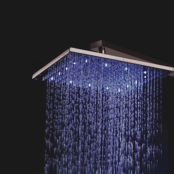 16" Color Changing LED Shower Head In Brushed Nickel Finish